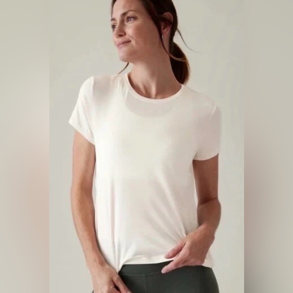Athleta Air Out Cinch Tee NWT Magnolia White Cutout Yoga Top Shirt SZ L
